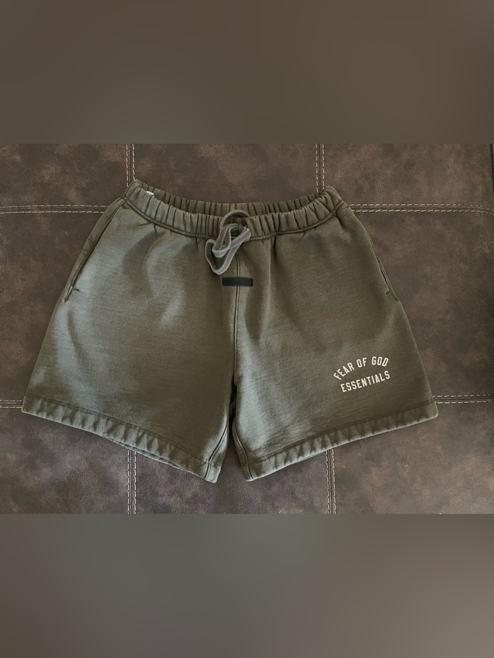 Essentials Men’s Olive Athletic Drawstring Shorts